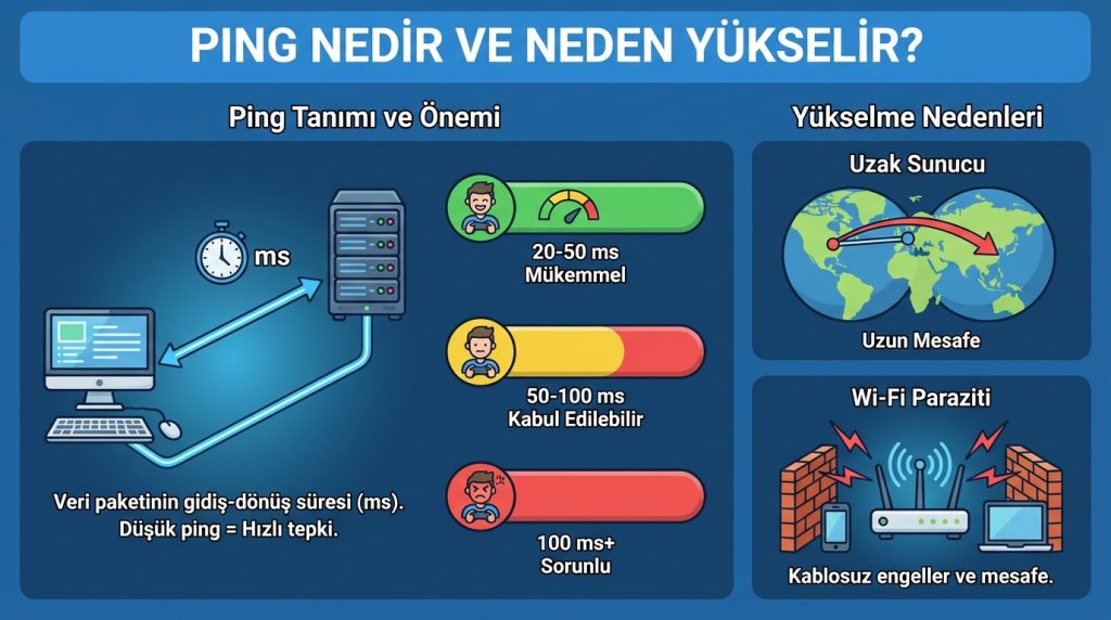 Oyunlarda “ping” nasıl düşürülür? 2 Ping Nedir ve Neden Yükselir?