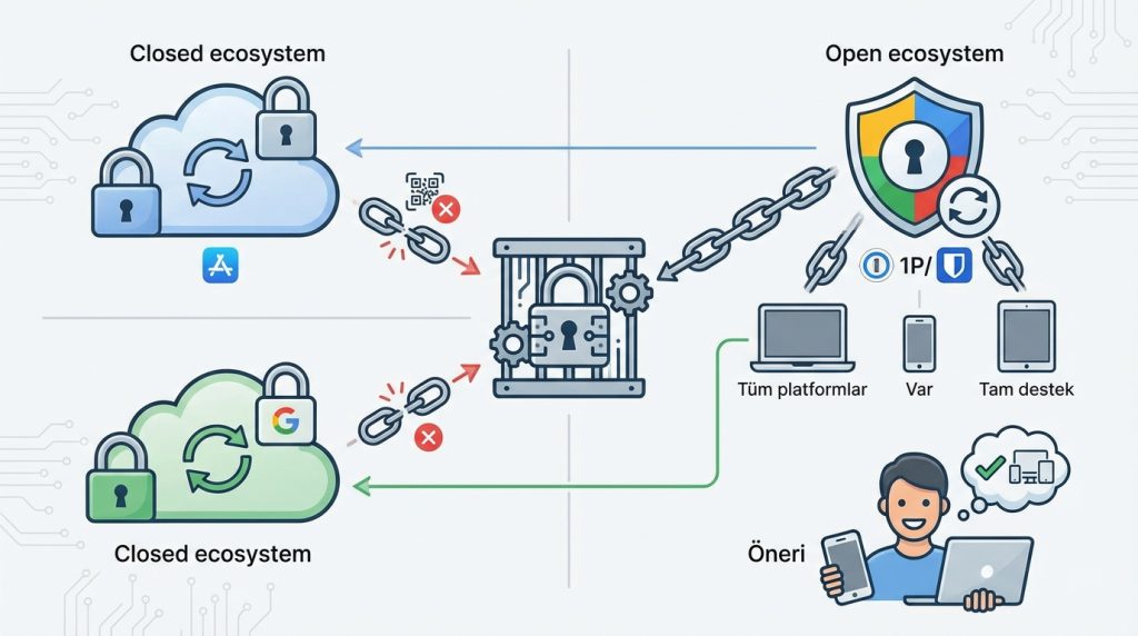 Passkey kullanırken dikkat edilmesi gerekenler 2 Platform Bağımlılığı Tuzağı