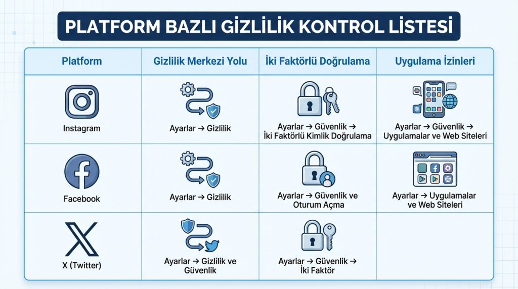Platform Bazlı Gizlilik Kontrol Listesi
