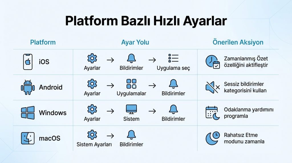 Platform Bazlı Hızlı Ayarlar