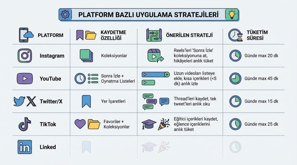 İzleme listesi mantığıyla sosyal medya tüketimi nasıl planlanır? 3 Platform Bazlı Uygulama Stratejileri