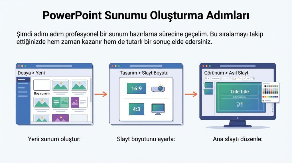 PowerPoint Sunum Hazırlama Rehberi 2 PowerPoint Sunumu Oluşturma Adımları