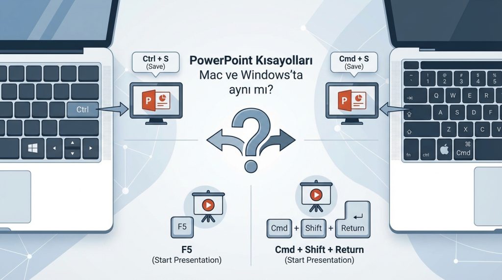 PowerPoint kısayolları Mac ve Windows'ta aynı mı?