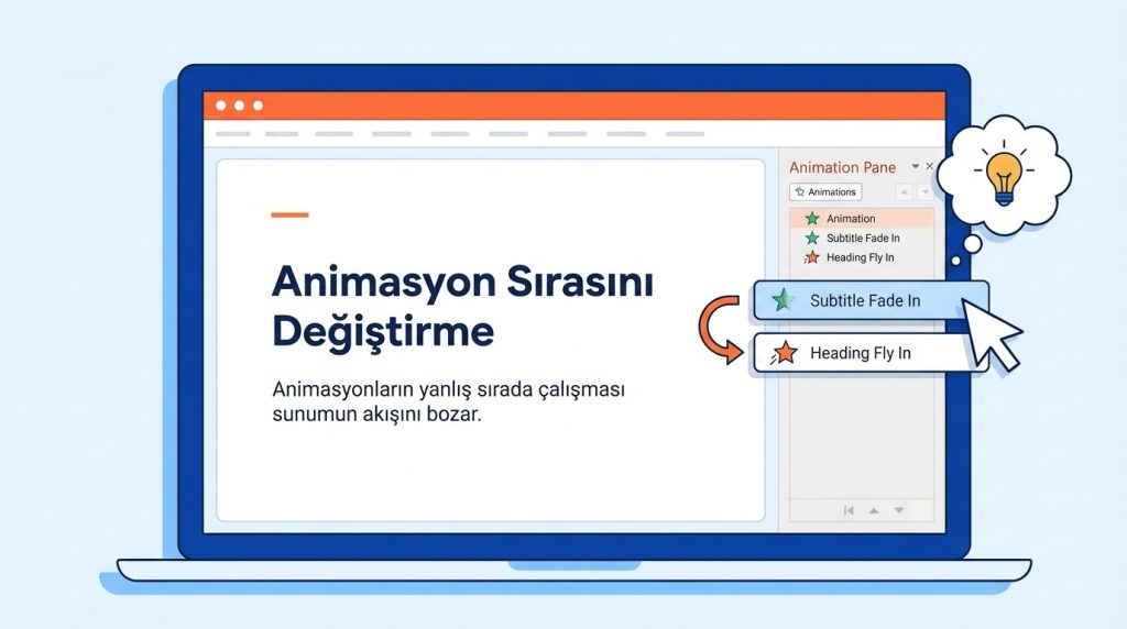 PowerPoint’te Animasyon Sırası ve Zamanlama Ayarlama 2 PowerPoint'te Animasyon Sırasını Değiştirme