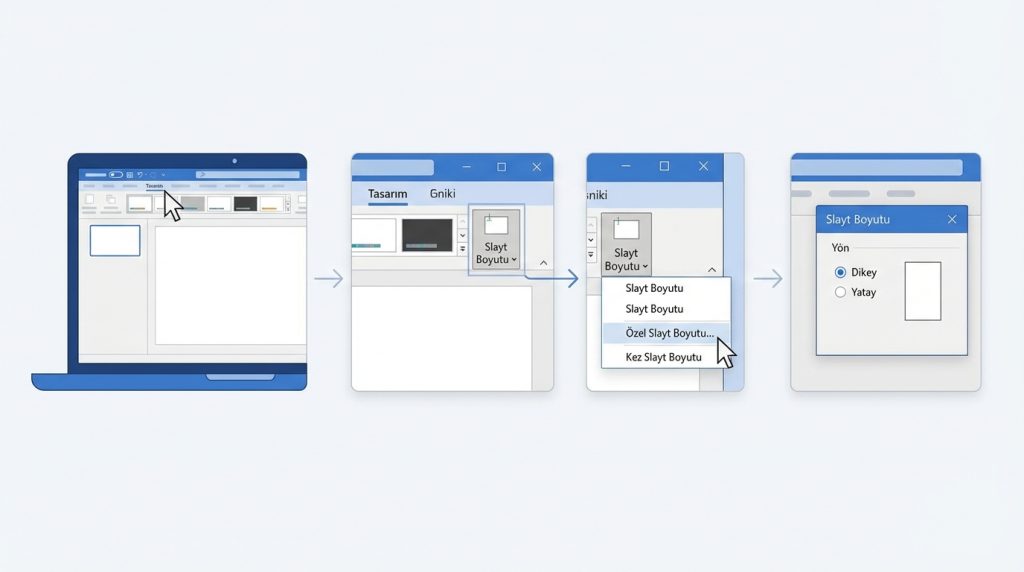 PowerPoint'te Slayt Yönünü Dikeye Çevirme Adımları