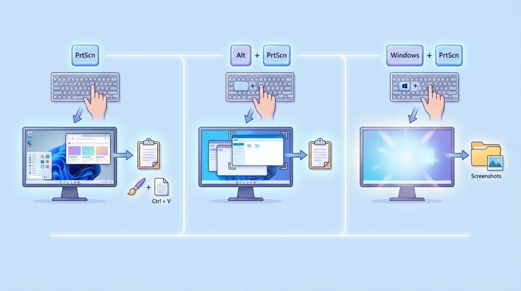 Windows’ta ekran görüntüsü alma yöntemleri 2 Print Screen Tuşu: Klasik Ama Etkili