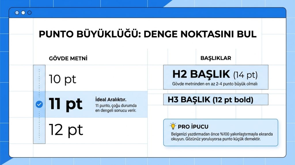 Word’de Yazı Tipi ve Biçimlendirme: Okunabilirlik İçin En İyi Uygulamalar 2 Punto Büyüklüğü: Denge Noktasını Bul