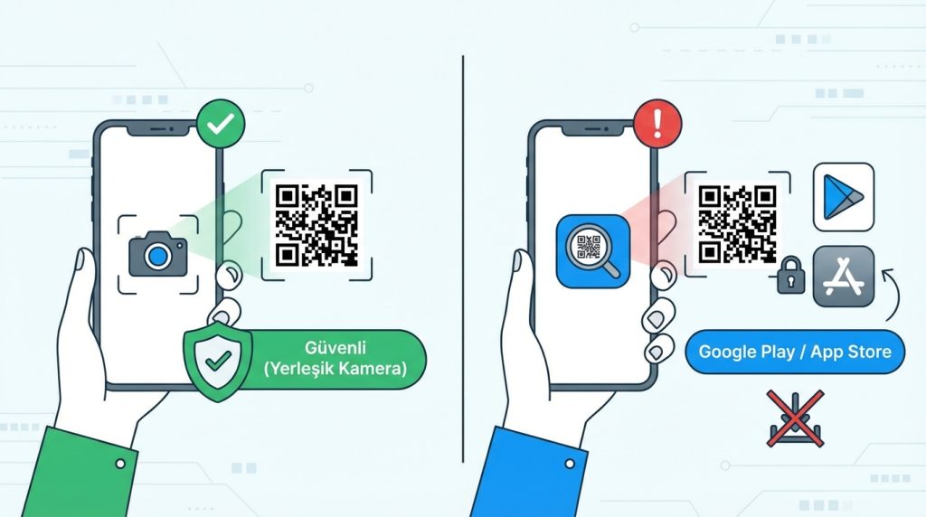 QR kod tarayıcı uygulaması mı kullanmalıyım, yerleşik kamera mı?
