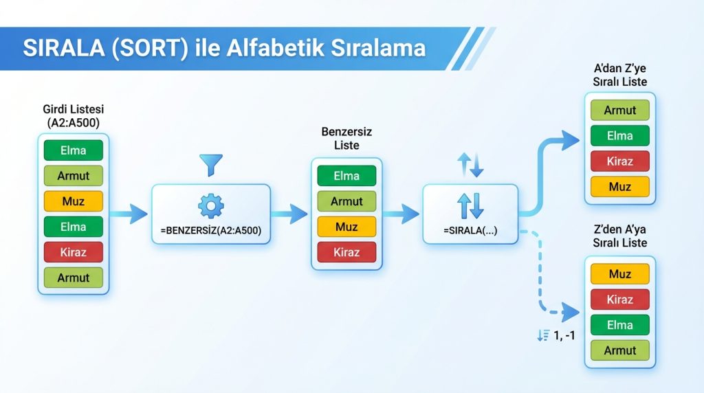 SIRALA (SORT) ile Alfabetik Sıralama