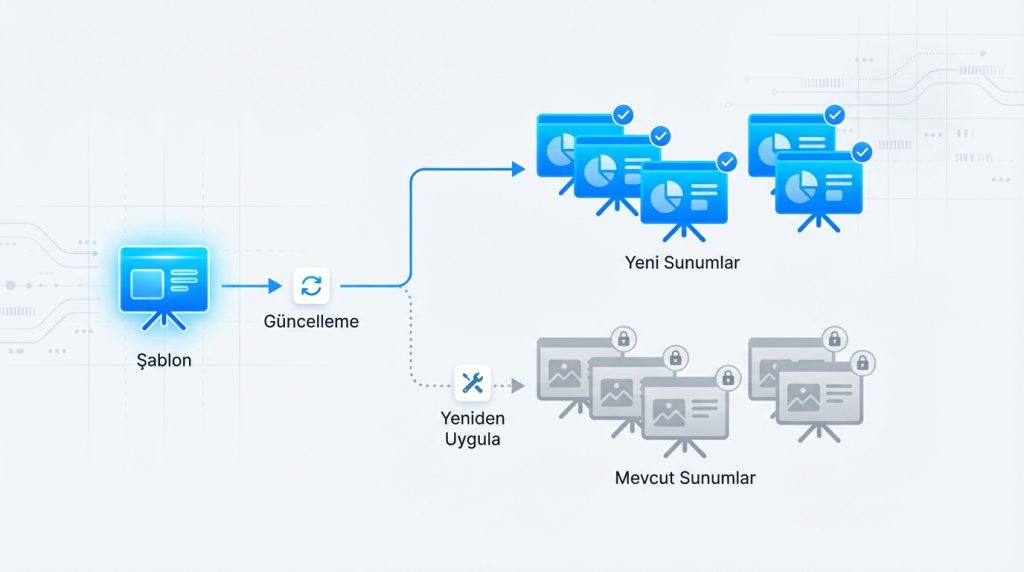 Şablonu güncellemek mevcut sunumları etkiler mi?