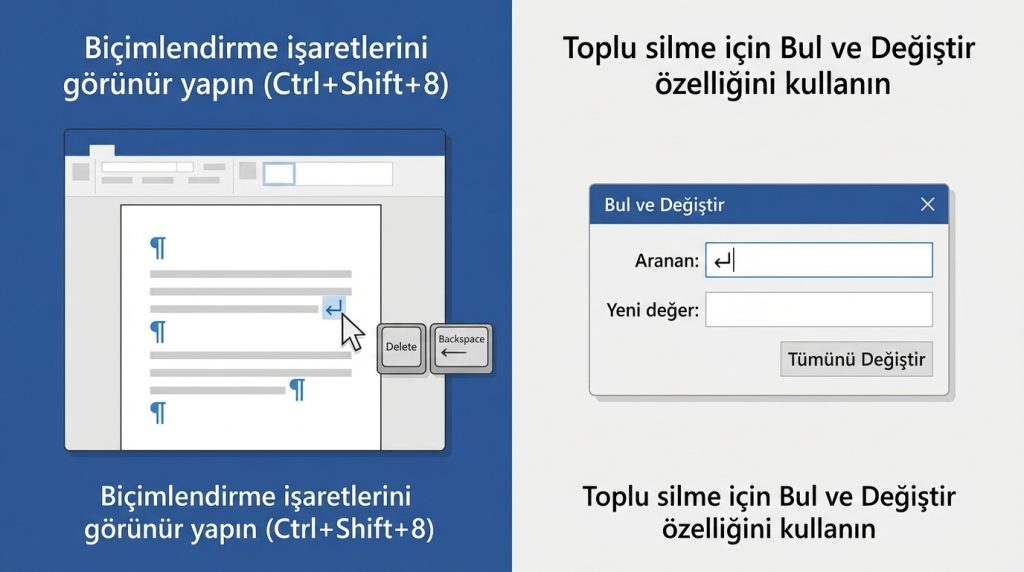 Satır sonu karakterini nasıl silerim?