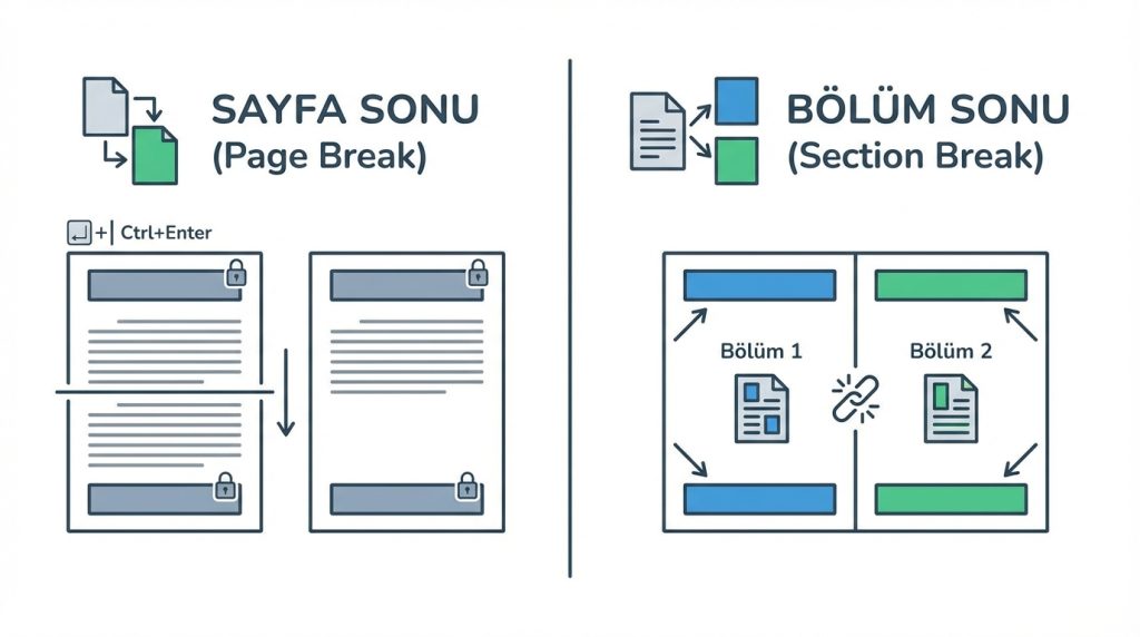 Sayfa Sonu ve Bölüm Sonu Farkını Anlamak