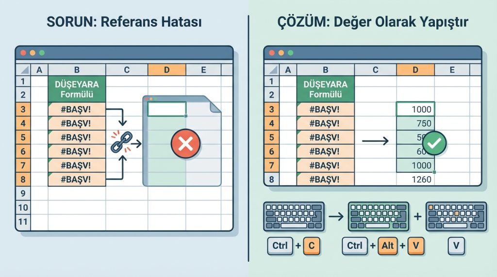 Senaryo 1: Formülü Değer Olarak Yapıştırma