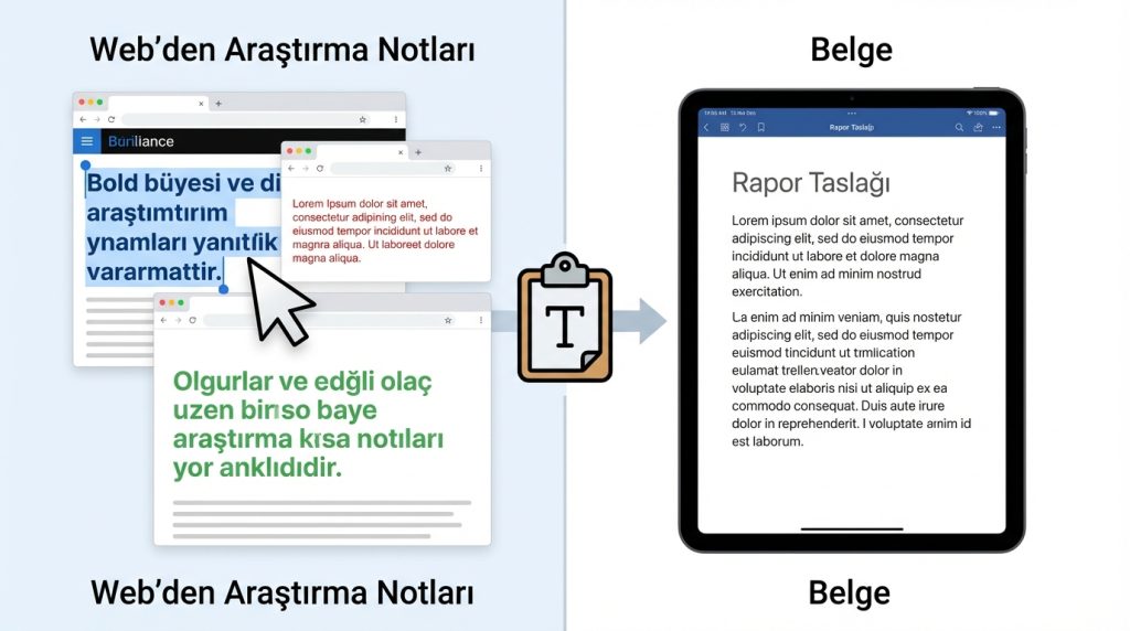 Word’de Kopyala Yapıştır Seçenekleri: Biçimi Koru mu Metin Olarak Yapıştır mı? 4 Senaryo 1: Web'den Araştırma Notları Toplama