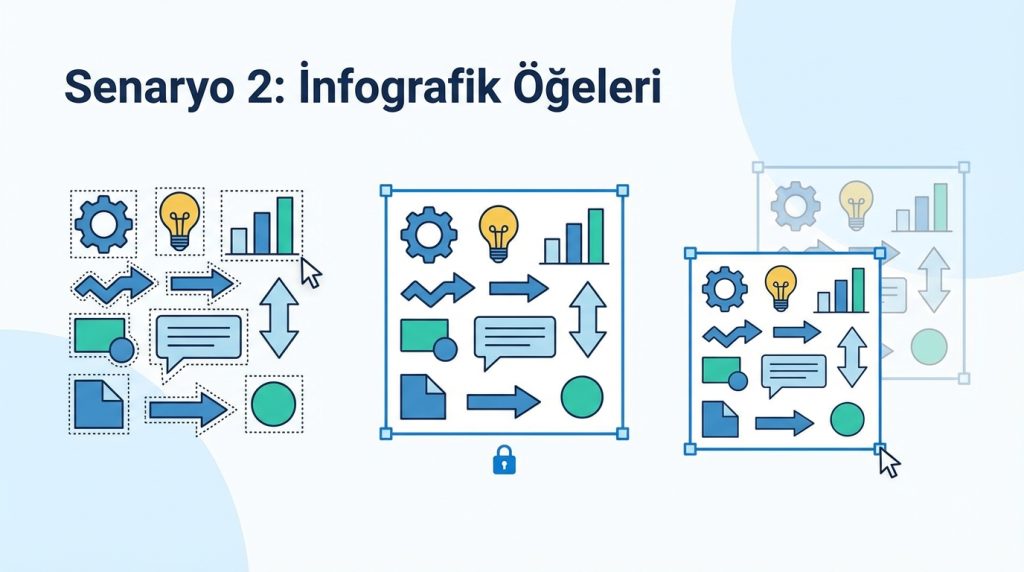PowerPoint’te Gruplama ve Grup Çözme ile Hızlı Düzenleme 3 Senaryo 2: İnfografik Öğeleri