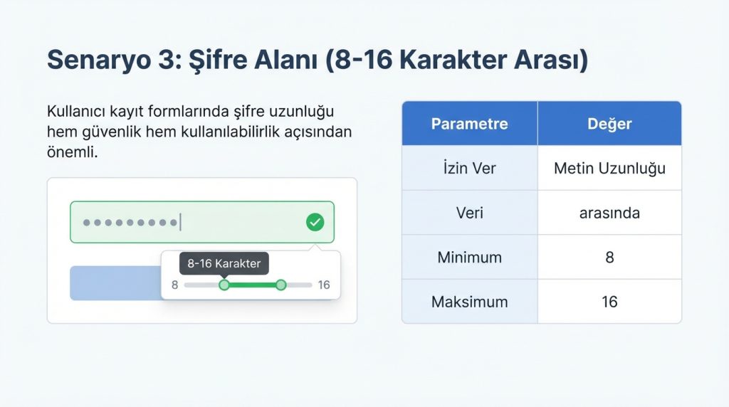 Senaryo 3: Şifre Alanı (8-16 Karakter Arası)