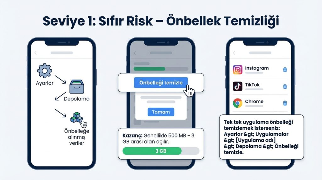 Seviye 1: Sıfır Risk – Önbellek Temizliği