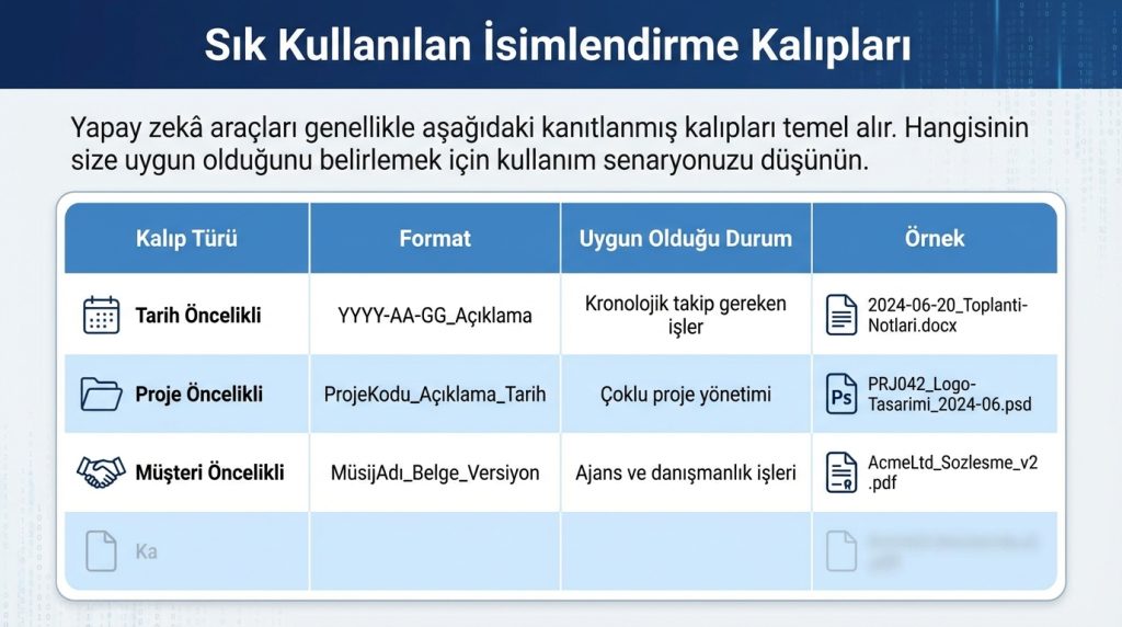 Sık Kullanılan İsimlendirme Kalıpları