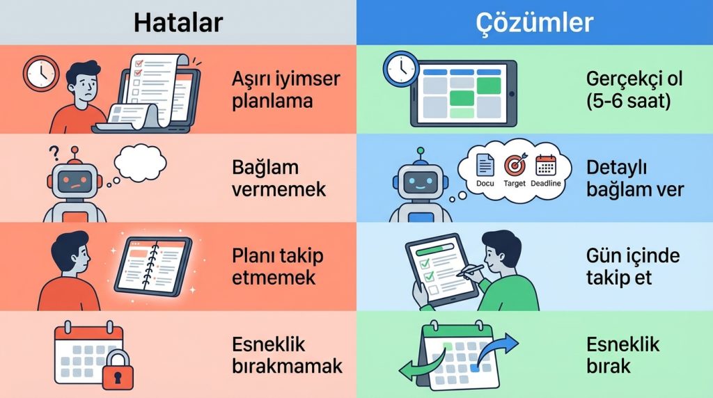 Yapay Zekâ ile Günlük İş Planı Oluşturma 4 Sık Yapılan Hatalar ve Çözümleri
