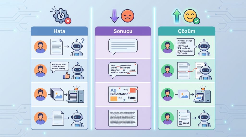 Yapay Zekâ ile Sunum Slayt Metinlerini Kısaltma ve Netleştirme 3 Sık Yapılan Hatalar ve Çözümleri