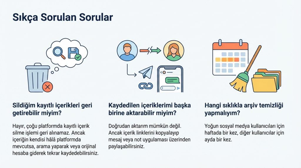 İçerik arşivi şişmesi: kaydedilenleri düzenleme rutini 3 Sıkça Sorulan Sorular