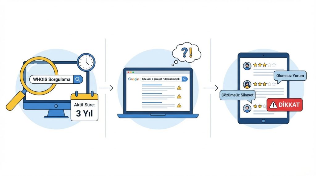 Online alışverişte dolandırıcılık kontrol listesi 2 Site Yaşını ve İtibarını Sorgulama