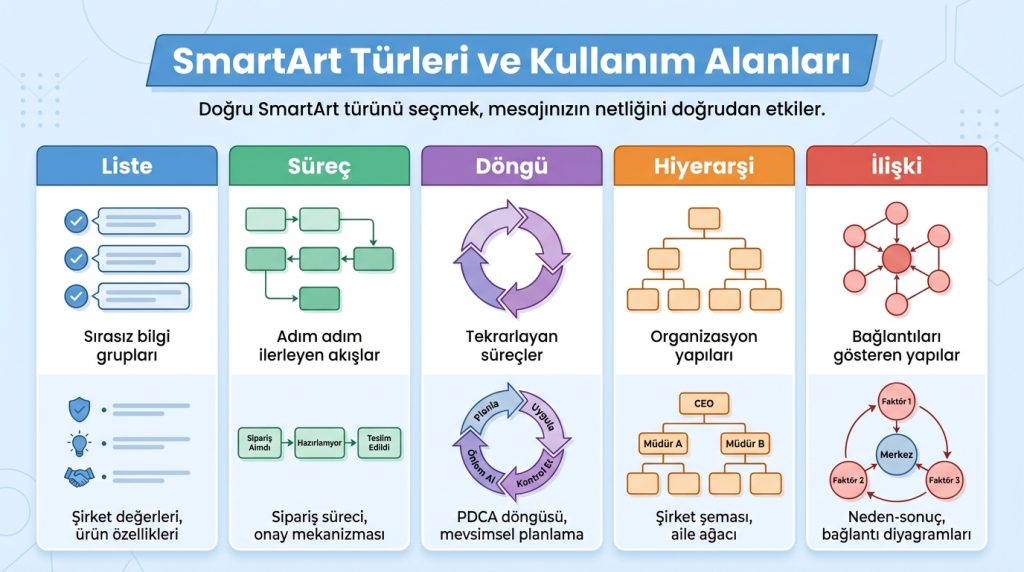 SmartArt Türleri ve Kullanım Alanları