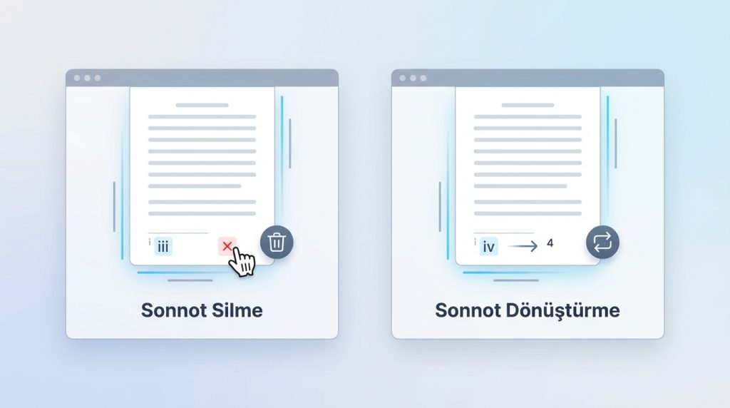 Sonnot Silme ve Dönüştürme İşlemleri