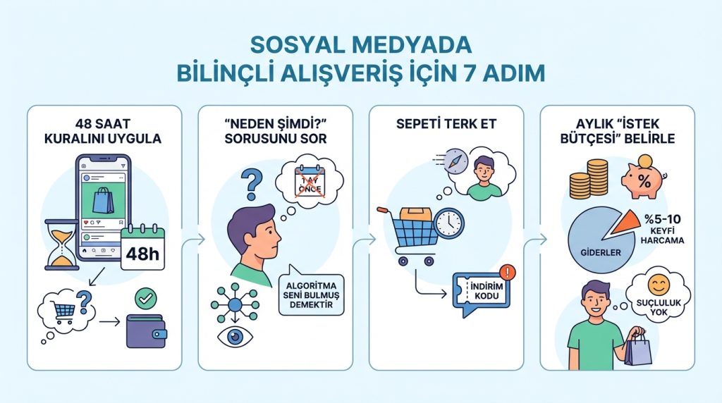 Sosyal medyada “ihtiyaç mı istek mi” ayrımı ile alışveriş kontrolü 3 Sosyal Medyada Bilinçli Alışveriş İçin 7 Adım