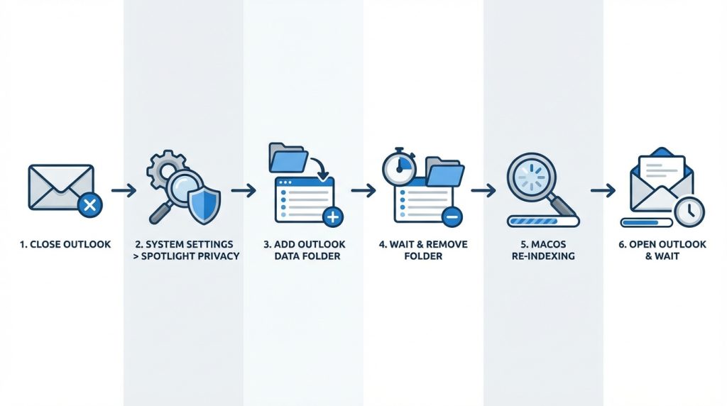 Outlook for Mac'te E-posta Arama Teknikleri Daha Hızlı Bulma 4 Spotlight İndeksini YenidenOluşturma