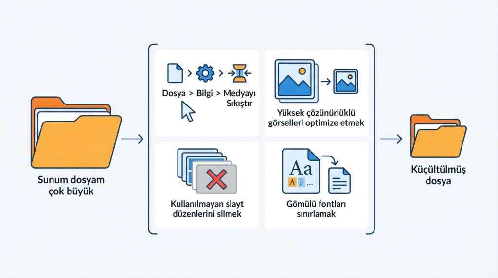 PowerPoint’te Sunum Kontrol Listesi Teslim Öncesi Son Adımlar 6 Sunum dosyam çok büyük, nasıl küçültebilirim?