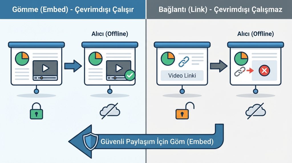 Sunumdaki videolar çevrimdışı paylaşımda çalışır mı?