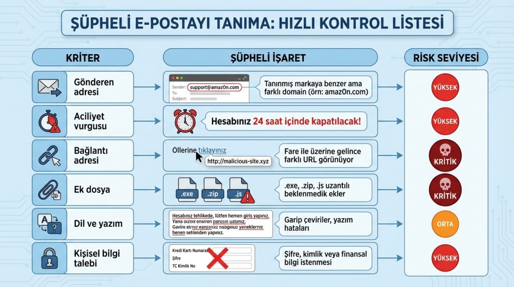 Şüpheli E-postayı Tanıma: Hızlı Kontrol Listesi