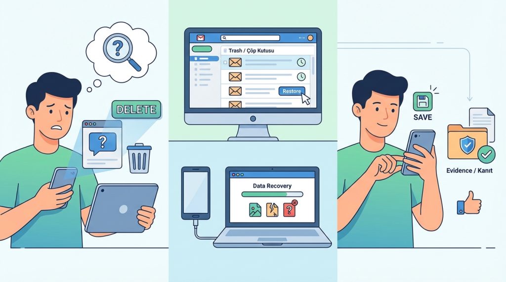 Şüpheli mesajı sildikten sonra kanıt toplayabilir miyim?
