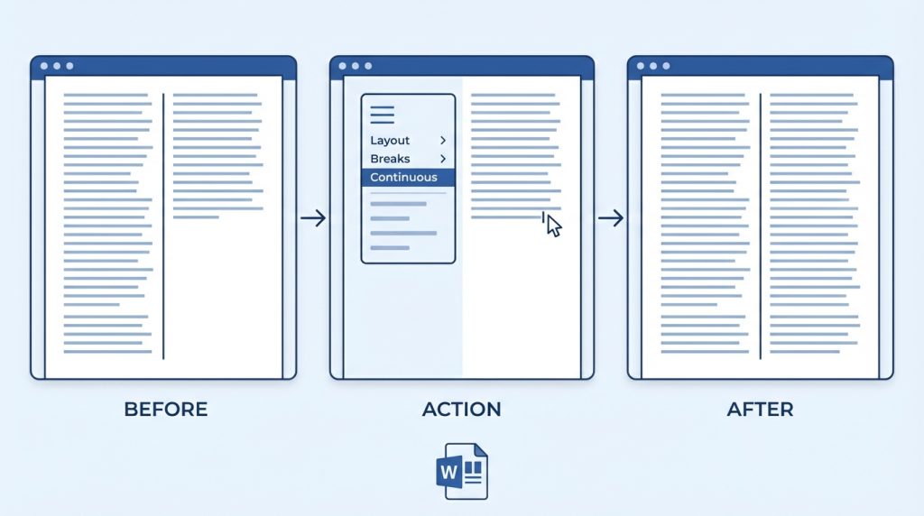Word’de Sütunlu Metin (Gazete Düzeni) Nasıl Yapılır? 5 Sütunlar arasında metin nasıl dengelenir?