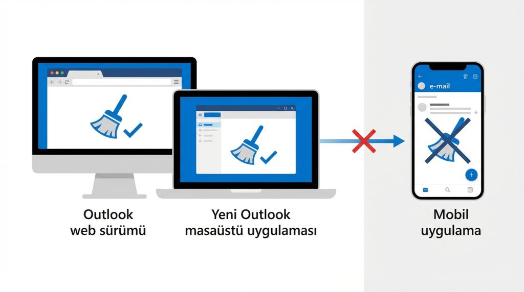 Sweep mobil Outlook uygulamasında var mı?