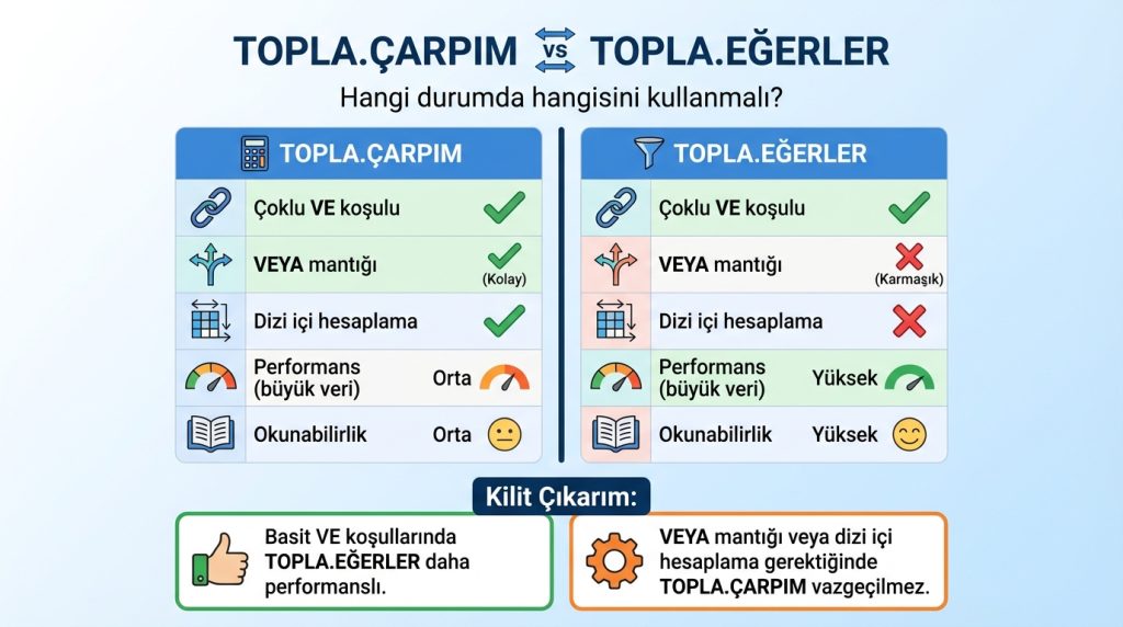 TOPLA.ÇARPIM vs TOPLA.EĞERLER