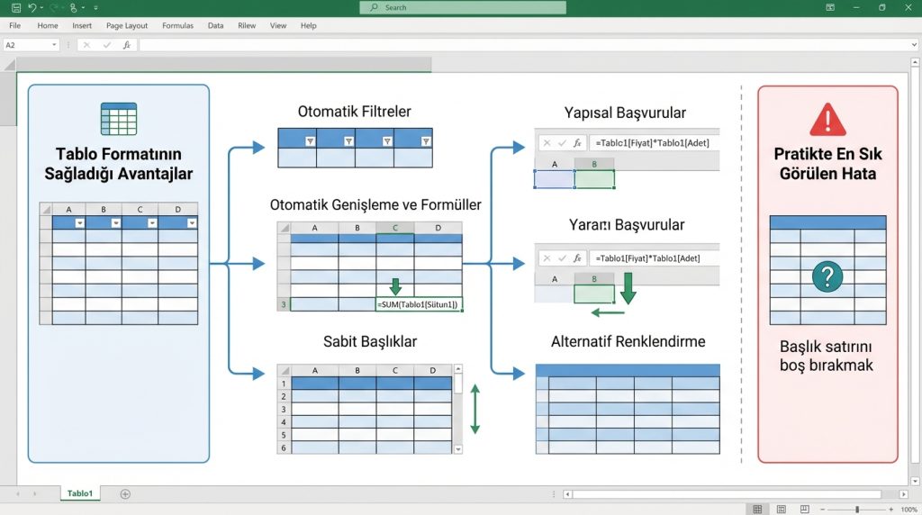 Excel’de Sütun Başlıkları Neden Önemli? 3 Tablo Formatının Sağladığı Avantajlar