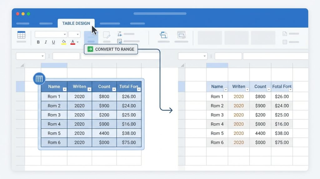 Excel Tablo (Ctrl+T) Nedir? Neden Normal Aralıktan Daha İyi? 4 Tabloyu Normal Aralığa Dönüştürme