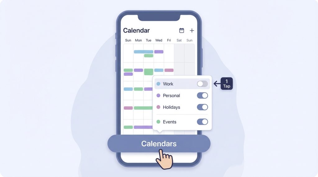 iPhone’da Takvim Kullanımı: Randevu ve Hatırlatıcı Mantığı 3 Takvim Görünürlüğünü Filtreleme