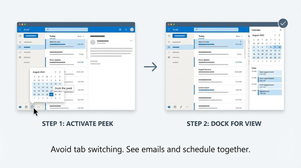 Outlook’ta Takvim ve E-posta Birlikte Verimlilik Sistemi Kurma 2 Takvim Peek Özelliğini Aktifleştirme