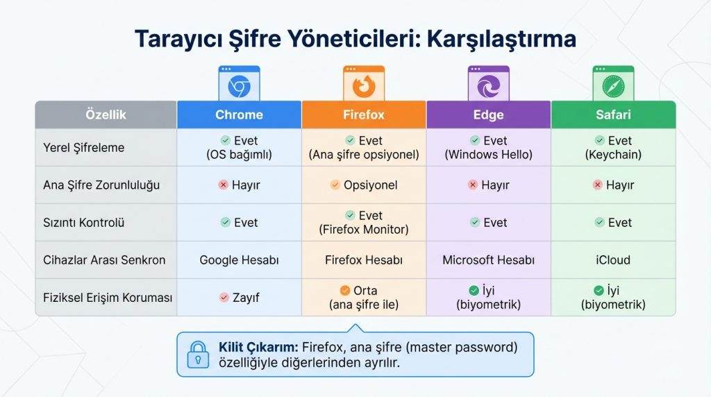 Tarayıcı Şifre Yöneticileri: Karşılaştırma