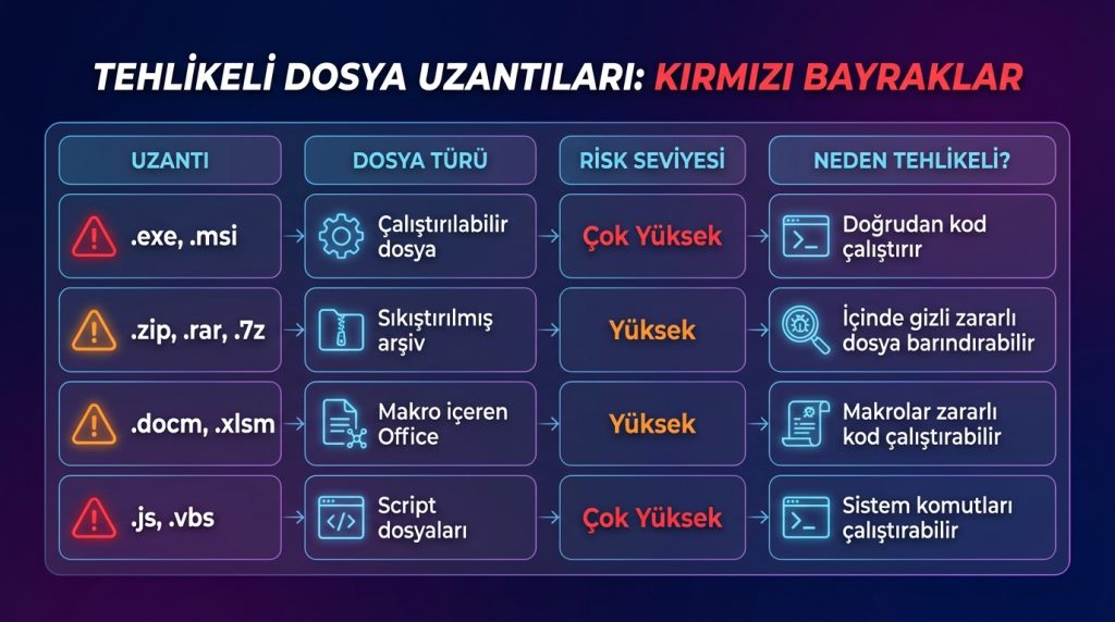 E-posta ekleri güvenli mi? Açmadan önce kontrol listesi 2 Tehlikeli Dosya Uzantıları: Kırmızı Bayraklar