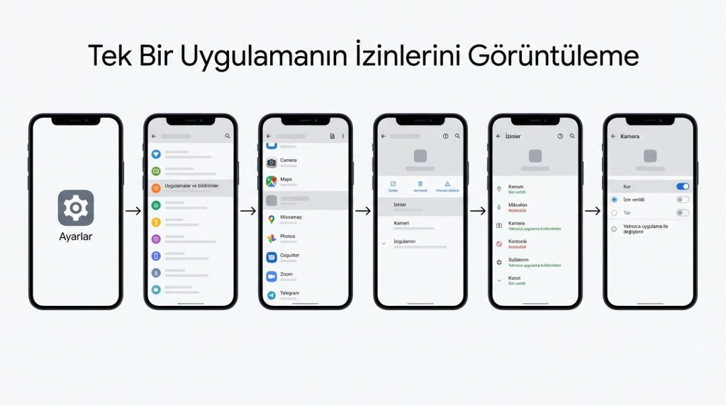 Tek Bir Uygulamanın İzinlerini Görüntüleme