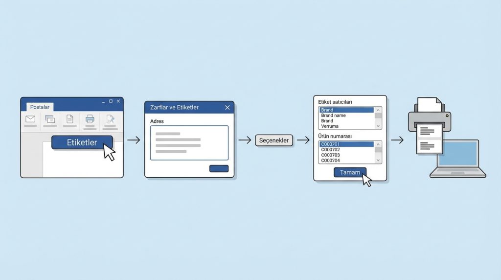 Word’de Etiket ve Zarf Hazırlama 2 Tek Etiket Nasıl Hazırlanır?