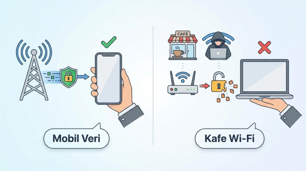 Telefonumun mobil verisi mi yoksa kafe Wi-Fi'ı mı daha güvenli?