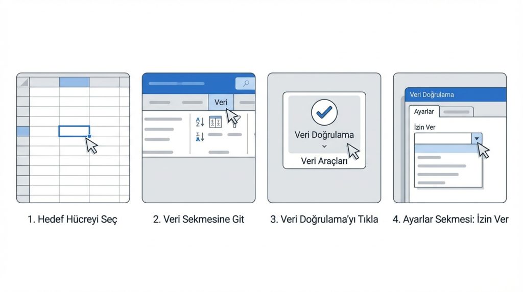 Temel Yöntem: Veri Doğrulama ile Açılır Liste Oluşturma