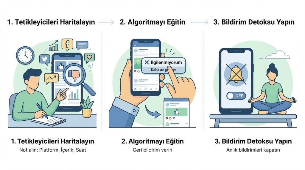 Sosyal medyada duygusal içerik tüketimi: tetiklenmeyi yönetme 2 Tetiklenmeyi Yönetmek İçin 7 Somut Adım