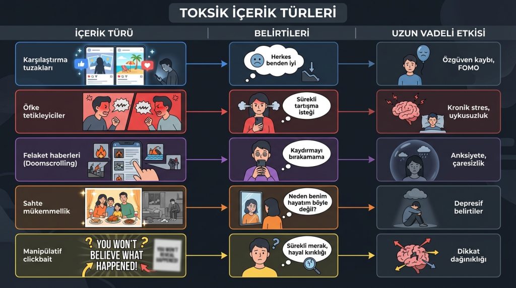 Toksik içerik tüketimini fark etme ve azaltma yöntemi 2 Toksik İçerik Türleri
