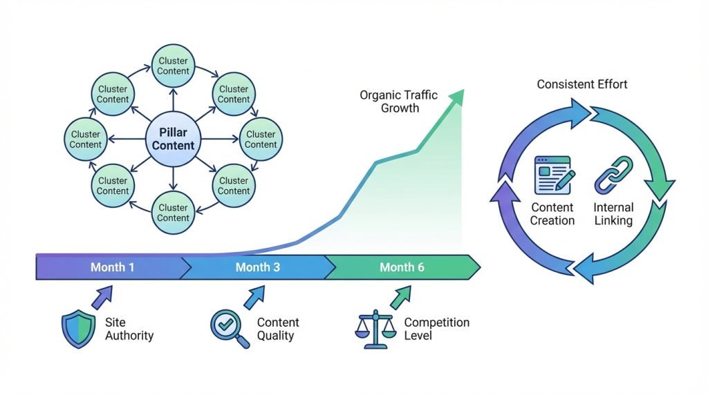 Topic cluster SEO sonuçlarını ne kadar sürede etkiler?